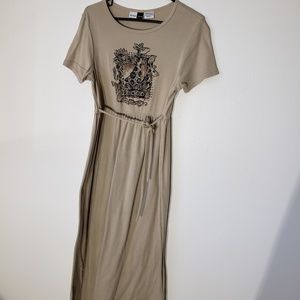 Vintage Giraffe Print Maxi Dresd